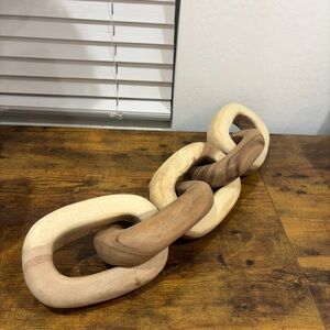 Wooden Chain Link Sculpture in Natural Tones